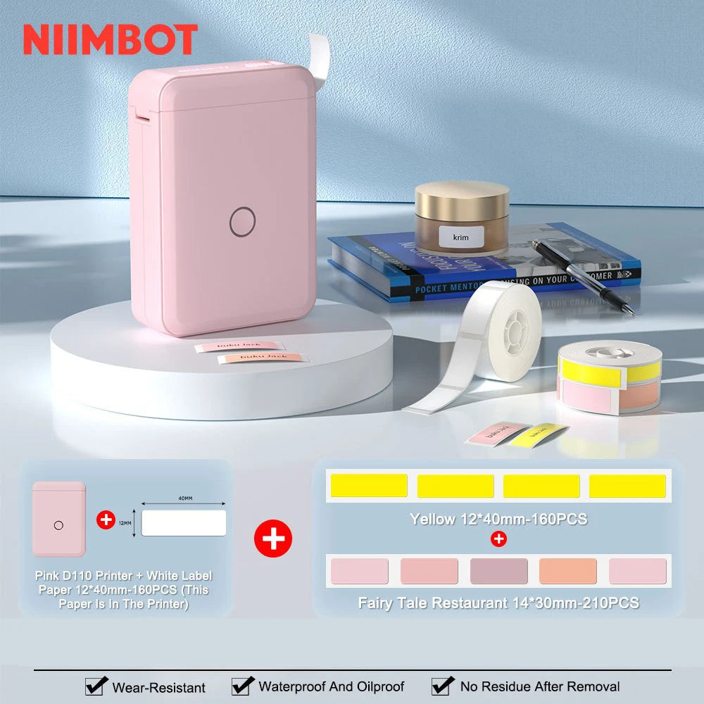 "Mini Portable Thermal Printer Niimbot D110 – Wireless UV Printer with Adhesive Stickers"
