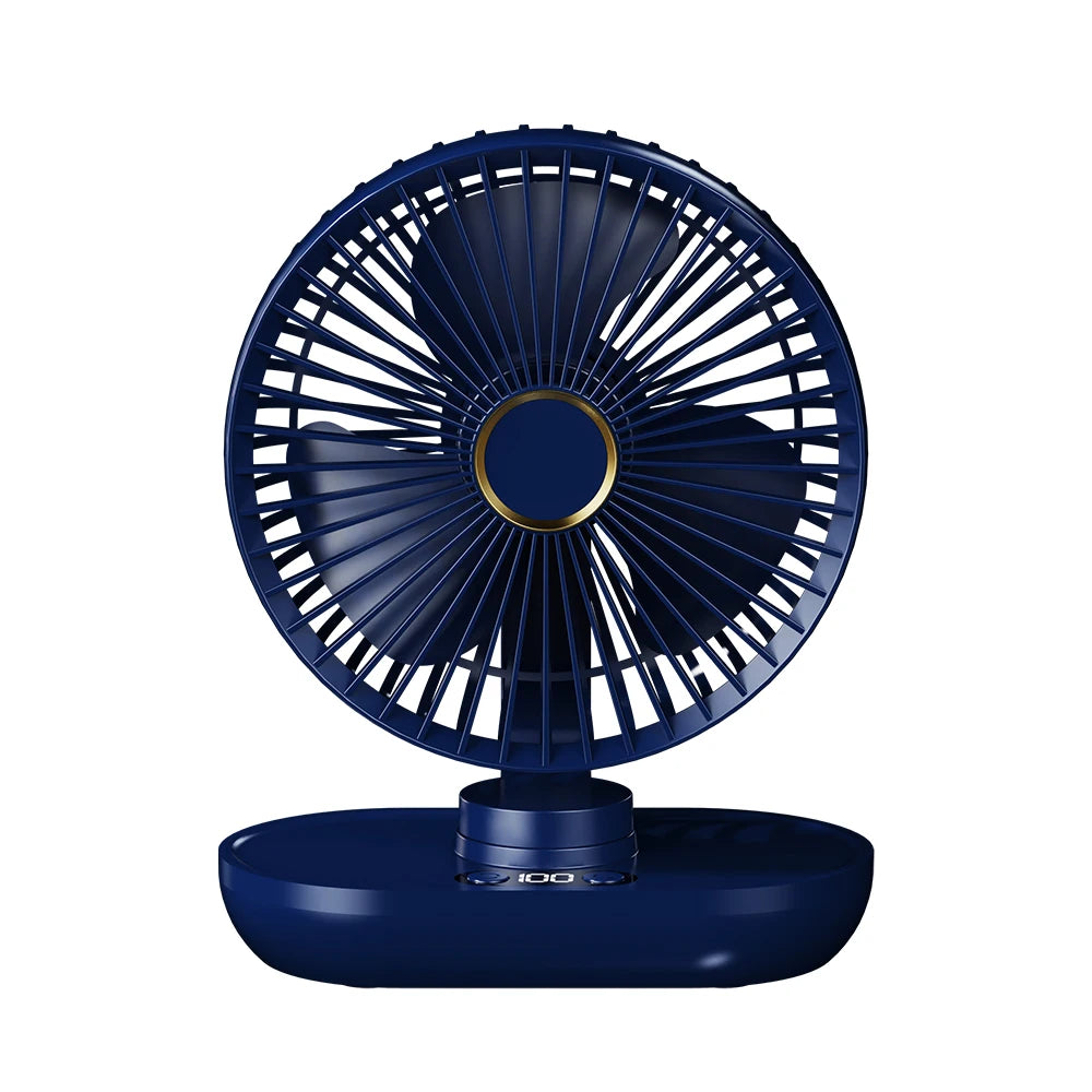 Desktop Fan 5 Wind Speed USB Rechargeable Table Fan for Home Office Camping Quiet Mini Desktop Fan with Automatic Shaking Head
