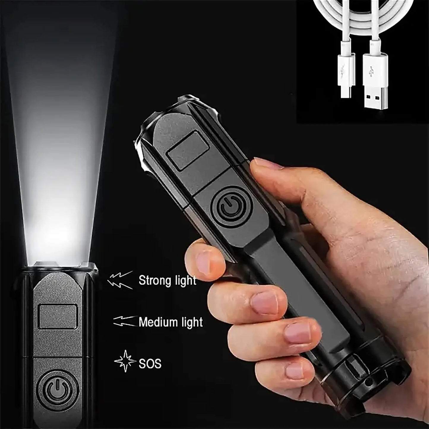 4 Lighting Modes USB Rechargeable Tactical Flashlight