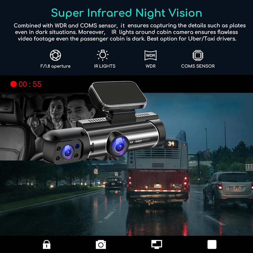 Dual Lens FHD 1080P Car DVR Dash Camera