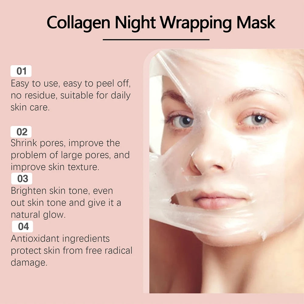 75ml Collagen Peel-off Mask Night Wrapping Mask Facial Mud 50g Collagen Jelly Cream Firming Skin Moisturizing Face Masks Cream