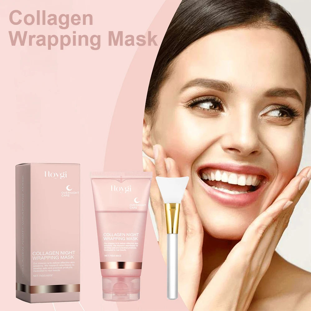 75ml Collagen Peel-off Mask Night Wrapping Mask Facial Mud 50g Collagen Jelly Cream Firming Skin Moisturizing Face Masks Cream