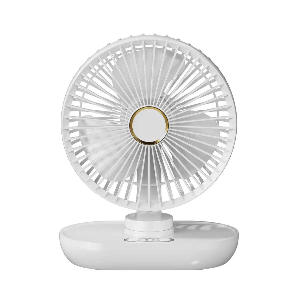 Desktop Fan 5 Wind Speed USB Rechargeable Table Fan for Home Office Camping Quiet Mini Desktop Fan with Automatic Shaking Head