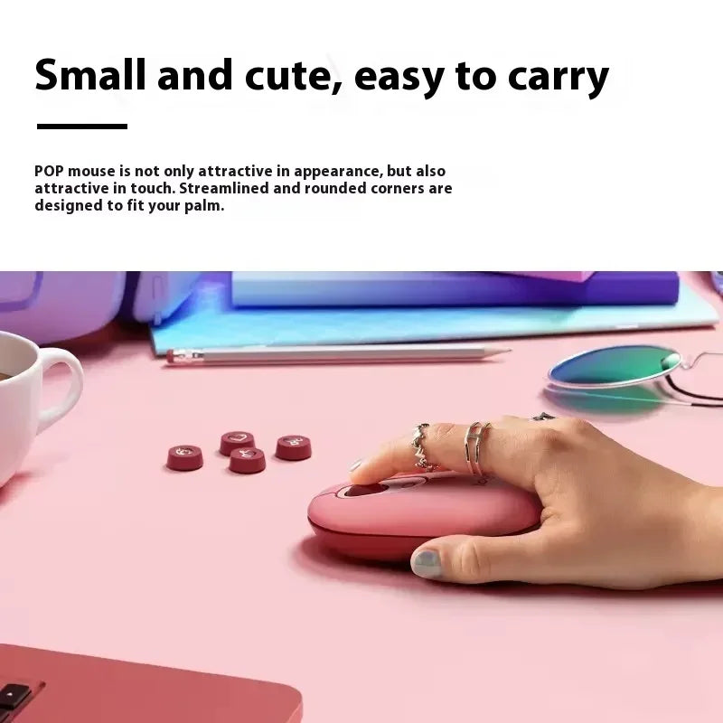 Logitech POP Pink Wireless Mouse Silent Touch Technology Precision/Speed scrolling Compact design Bluetooth USB multi-device