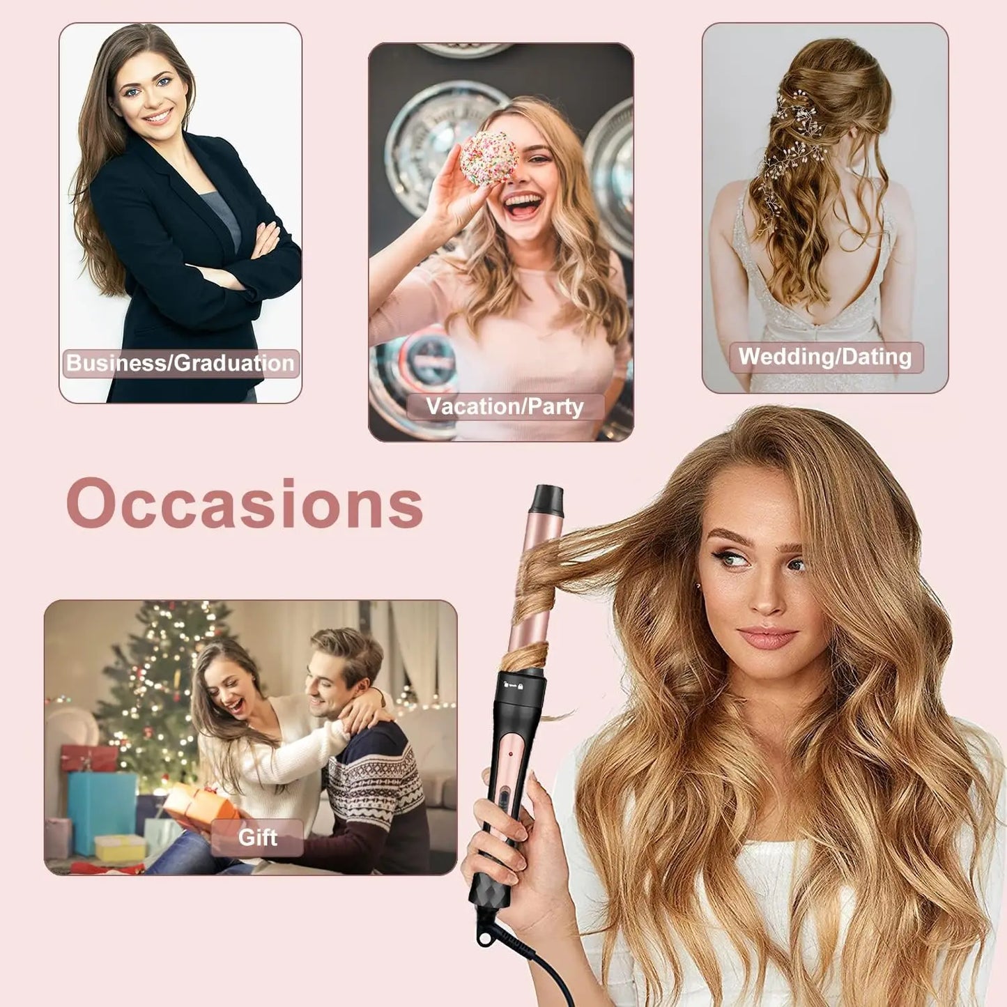1.5 Inch Curling Iron Brush, Double PTC Heated Thermal Brush Tourmaline lonic Round Brush, 2 in 1 Thermal Hair Brush Dual Voltag