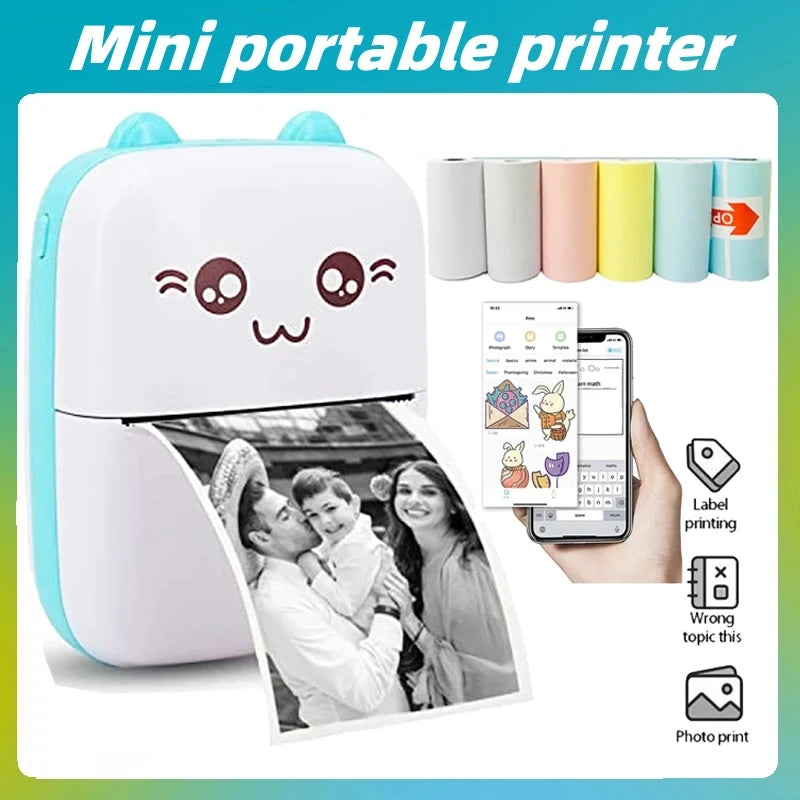 Mini Portable Thermal Printer with Bluetooth for Photos & Labels