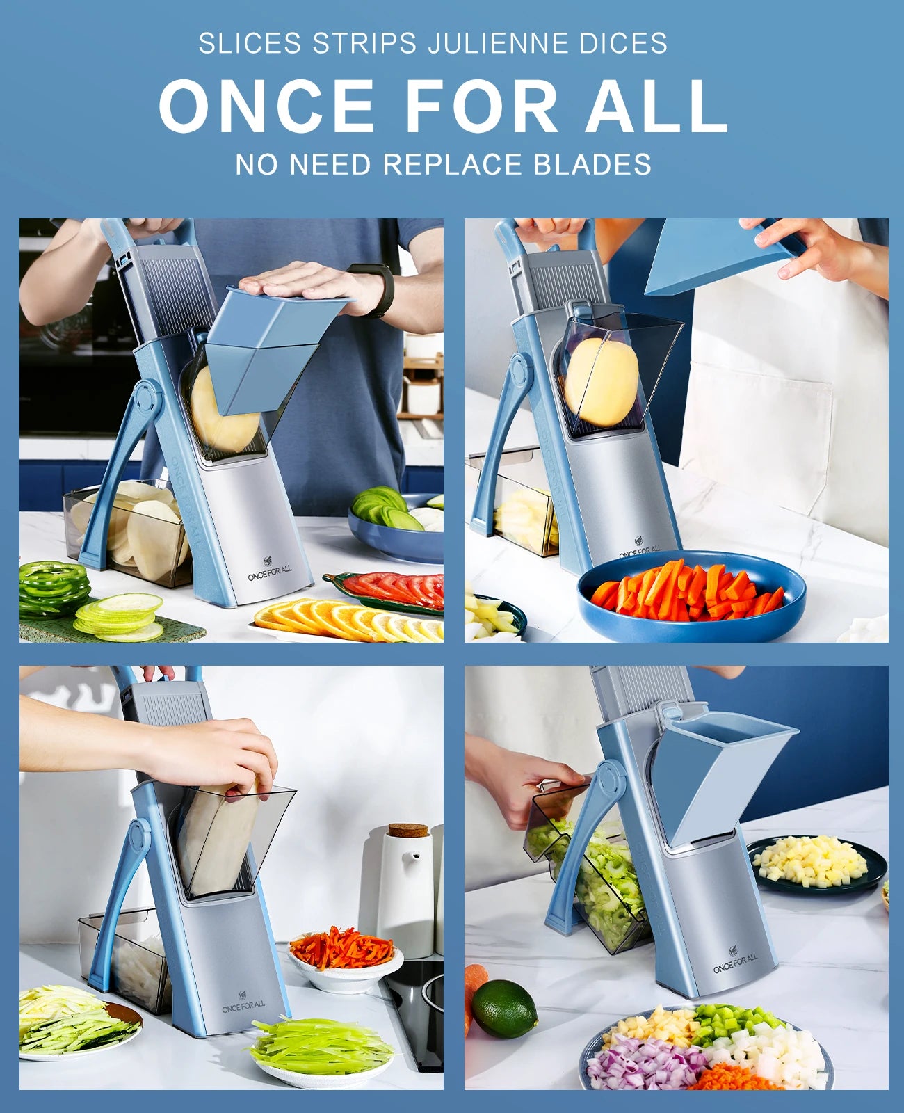 Mandoline Slicer, ONCE FOR ALL. Vegetable Slice, Food Chopper, Cutter, Dicer Fruit, French Fry, Julinner