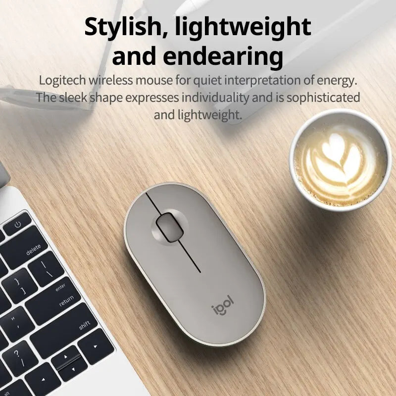 Logitech PEBBLE Laptop Tablet Computer Mouse Wireless Bluetooth Mouse Light and Thin Mute Office Battery Usb Stock Mini Mouse