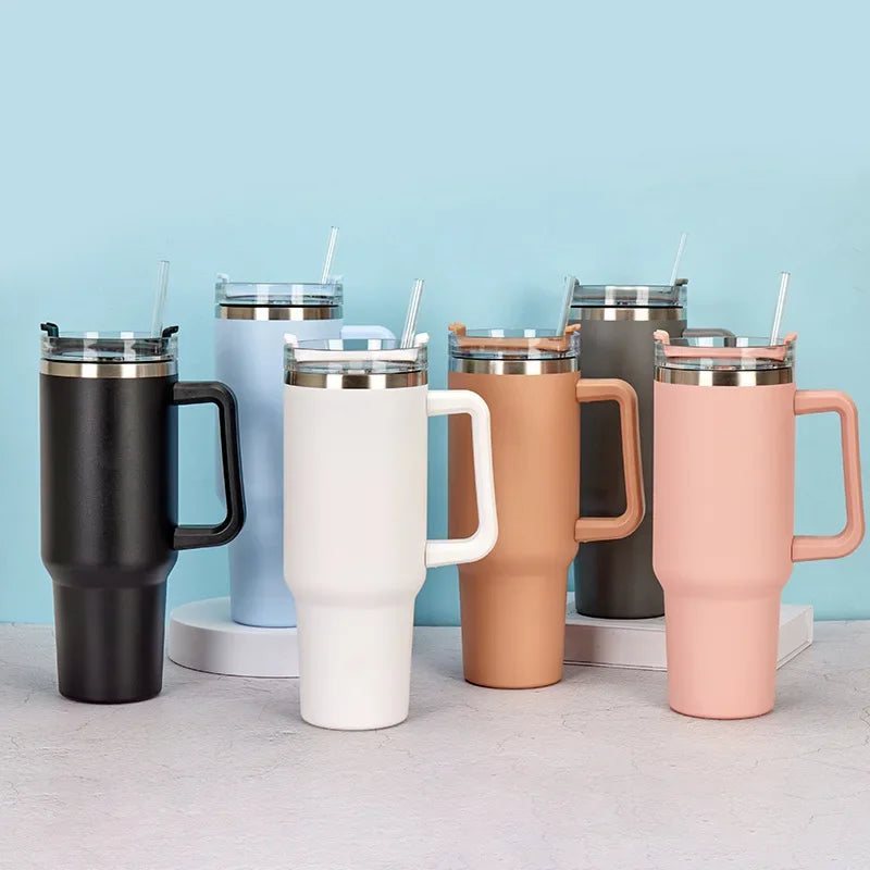 40OZ Stainless Steel Mug Tumbler with Handle High-capacity Insulated Vacuum Mug Keep Cold and Hot Leak Proof Travel Coffee Mug