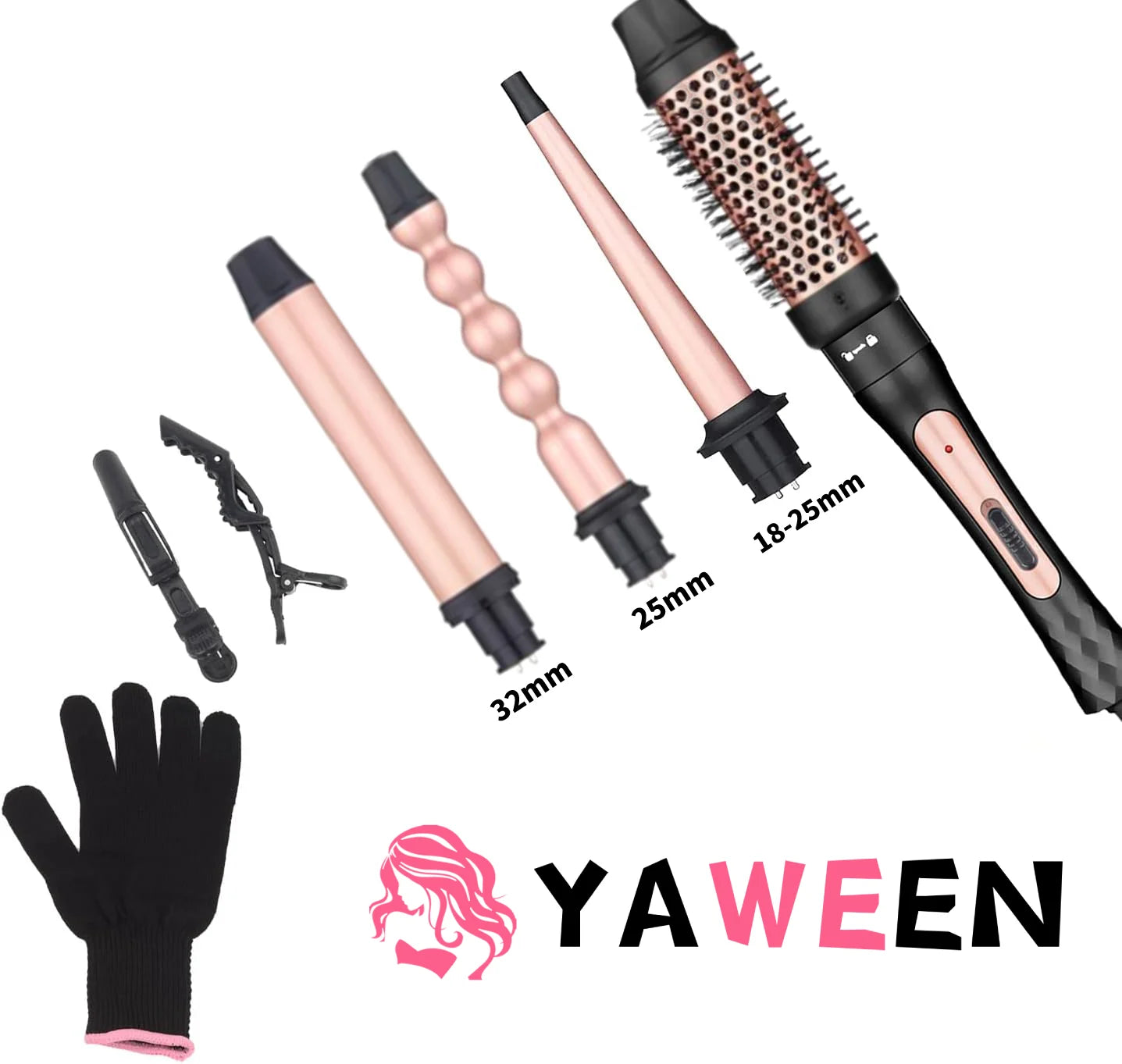 1.5 Inch Curling Iron Brush, Double PTC Heated Thermal Brush Tourmaline lonic Round Brush, 2 in 1 Thermal Hair Brush Dual Voltag