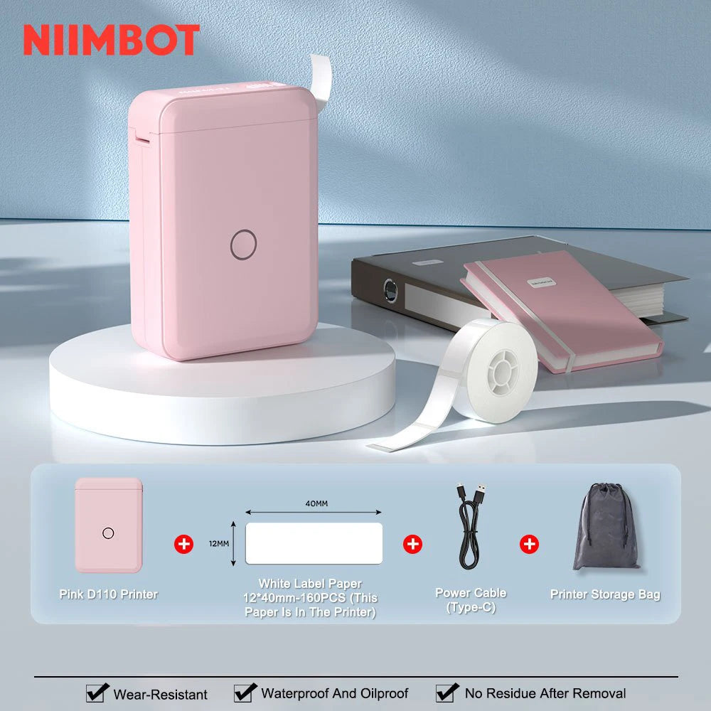 "Mini Portable Thermal Printer Niimbot D110 – Wireless UV Printer with Adhesive Stickers"