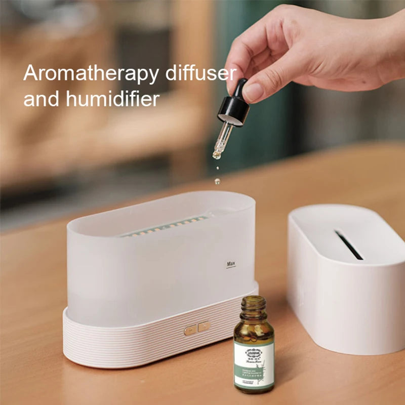 KINSCOTER Ultrasonic Aroma Diffuser & Humidifier with LED Flame Lamp