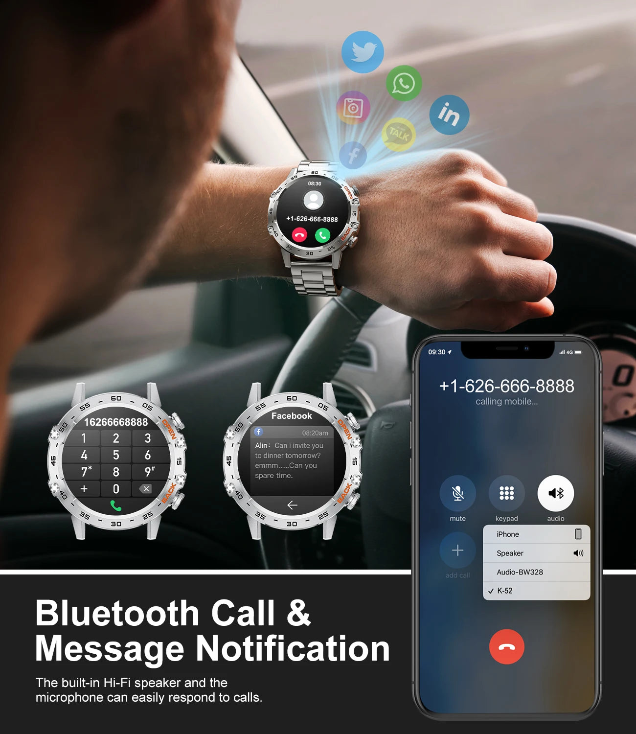 LIGE 1.39" Bluetooth Call Smartwatch for Men