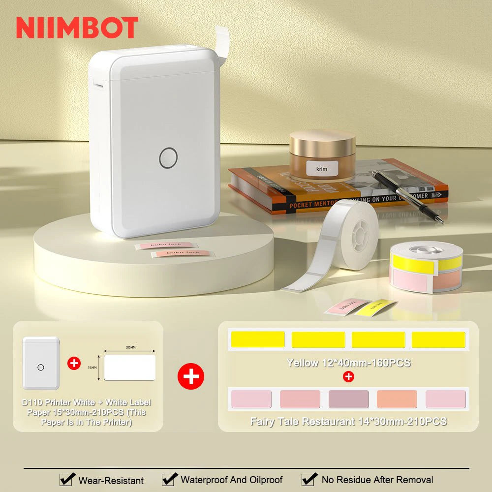 "Mini Portable Thermal Printer Niimbot D110 – Wireless UV Printer with Adhesive Stickers"