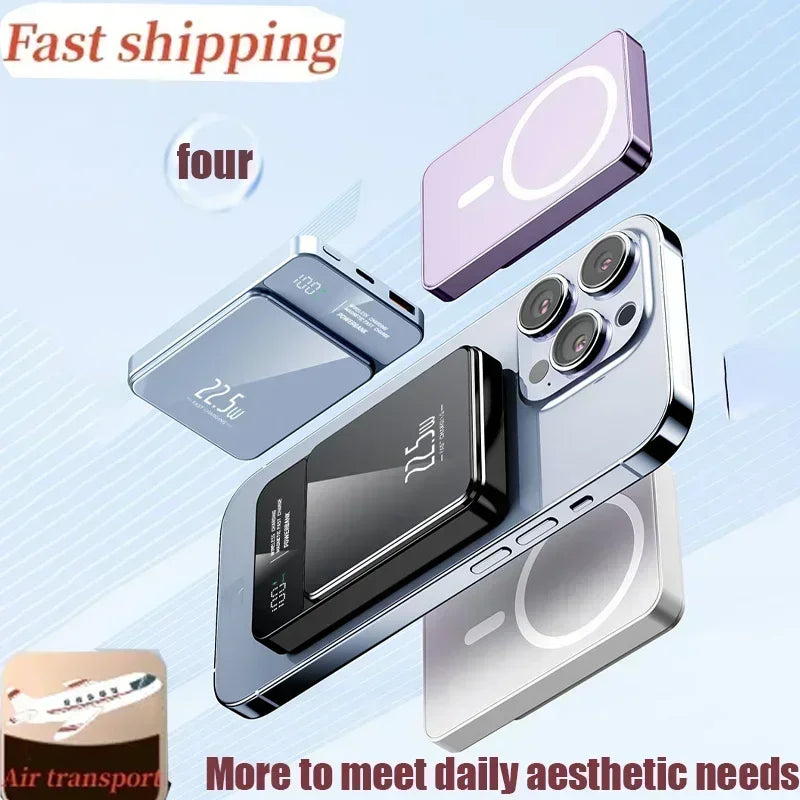 "50000mAh Magnetic Power Bank – Qi Wireless Fast Charger"
