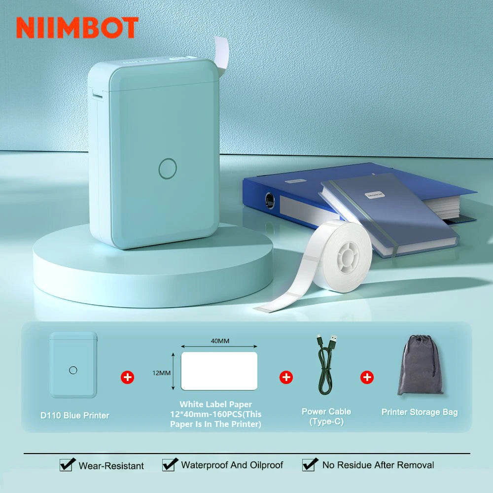 "Mini Portable Thermal Printer Niimbot D110 – Wireless UV Printer with Adhesive Stickers"