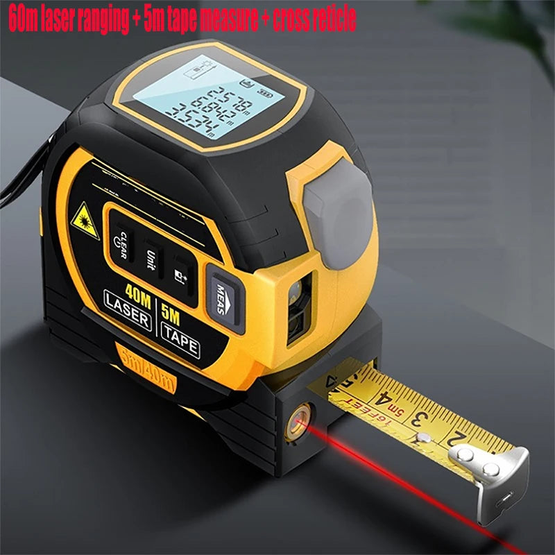3-in-1 Laser Tape Measure – Infrared Rangefinder, Electronic Ruler & Level Tool