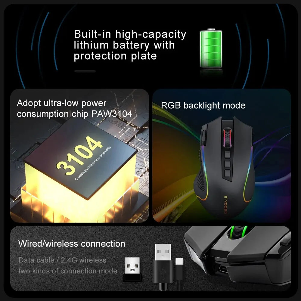 E-YOOSO X-11 RGB Wireless Gaming Mouse 4000 DPI