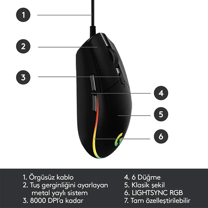 Logitech G102 Wired Gaming Mouse 8000 DPI