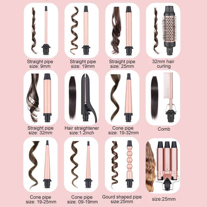 1.5 Inch Curling Iron Brush, Double PTC Heated Thermal Brush Tourmaline lonic Round Brush, 2 in 1 Thermal Hair Brush Dual Voltag