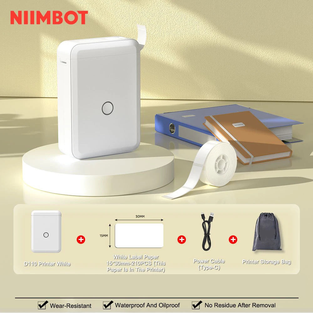 "Mini Portable Thermal Printer Niimbot D110 – Wireless UV Printer with Adhesive Stickers"