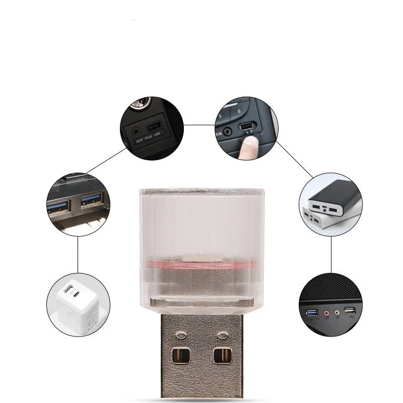 "1PC Car Mini USB LED Ambient Light – Plug & Play Decorative Lamp"