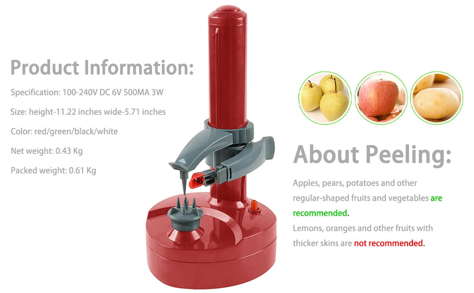 Automatic Rotating Peeling Too,lElectric Peeler For Vegetables Multi-function Fruit Potato Carrot Grater Peelers Cutter Kitchen