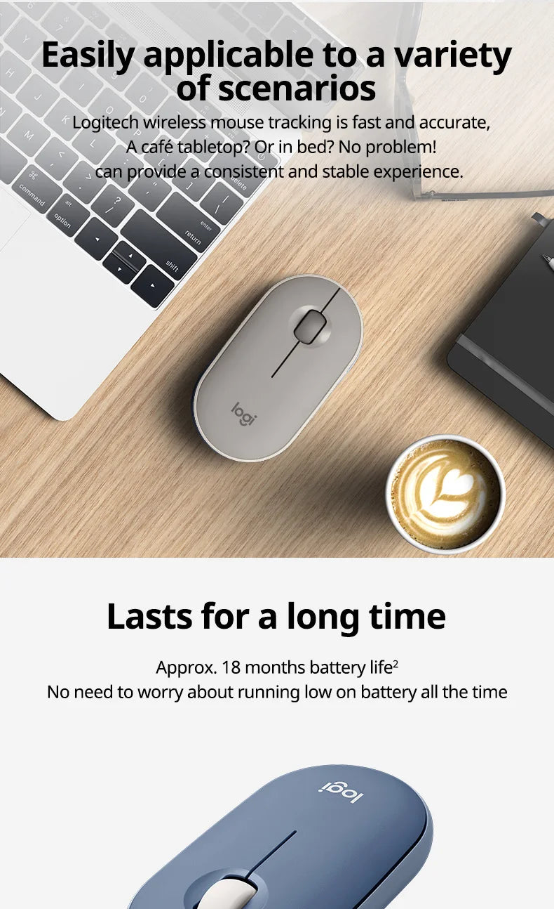Logitech PEBBLE Wireless Bluetooth Mouse Dual Mode Mute Office Mouse Girls Compact Portable Laptop Ipad Tablet Mouse new 100% or
