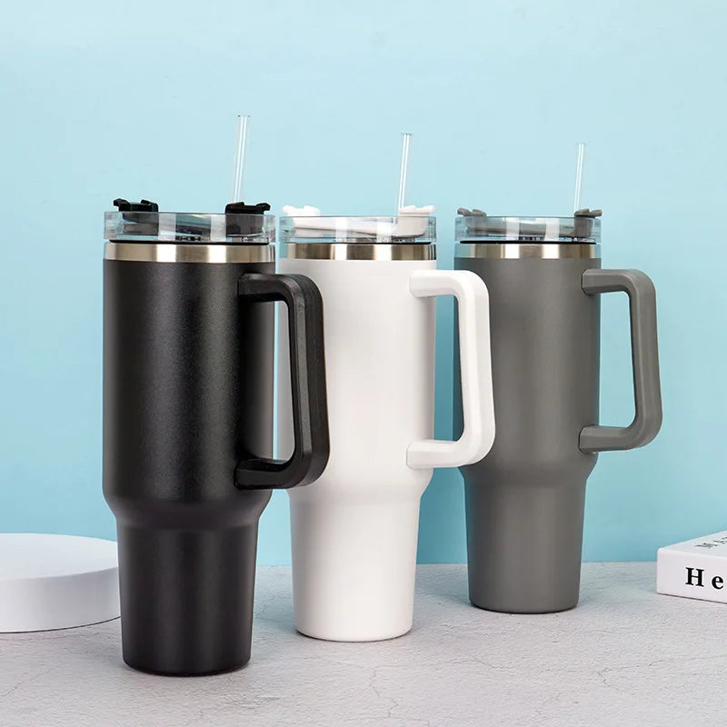 40OZ Stainless Steel Mug Tumbler with Handle High-capacity Insulated Vacuum Mug Keep Cold and Hot Leak Proof Travel Coffee Mug