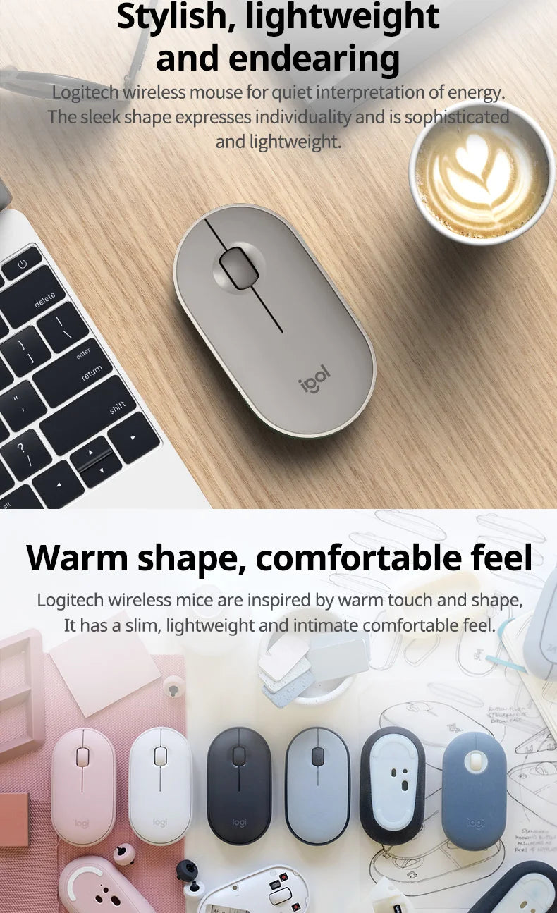 Logitech PEBBLE Wireless Bluetooth Mouse Dual Mode Mute Office Mouse Girls Compact Portable Laptop Ipad Tablet Mouse new 100% or