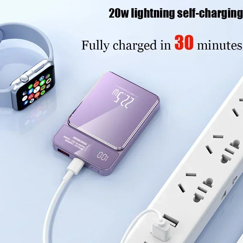 "50000mAh Magnetic Power Bank – Qi Wireless Fast Charger"