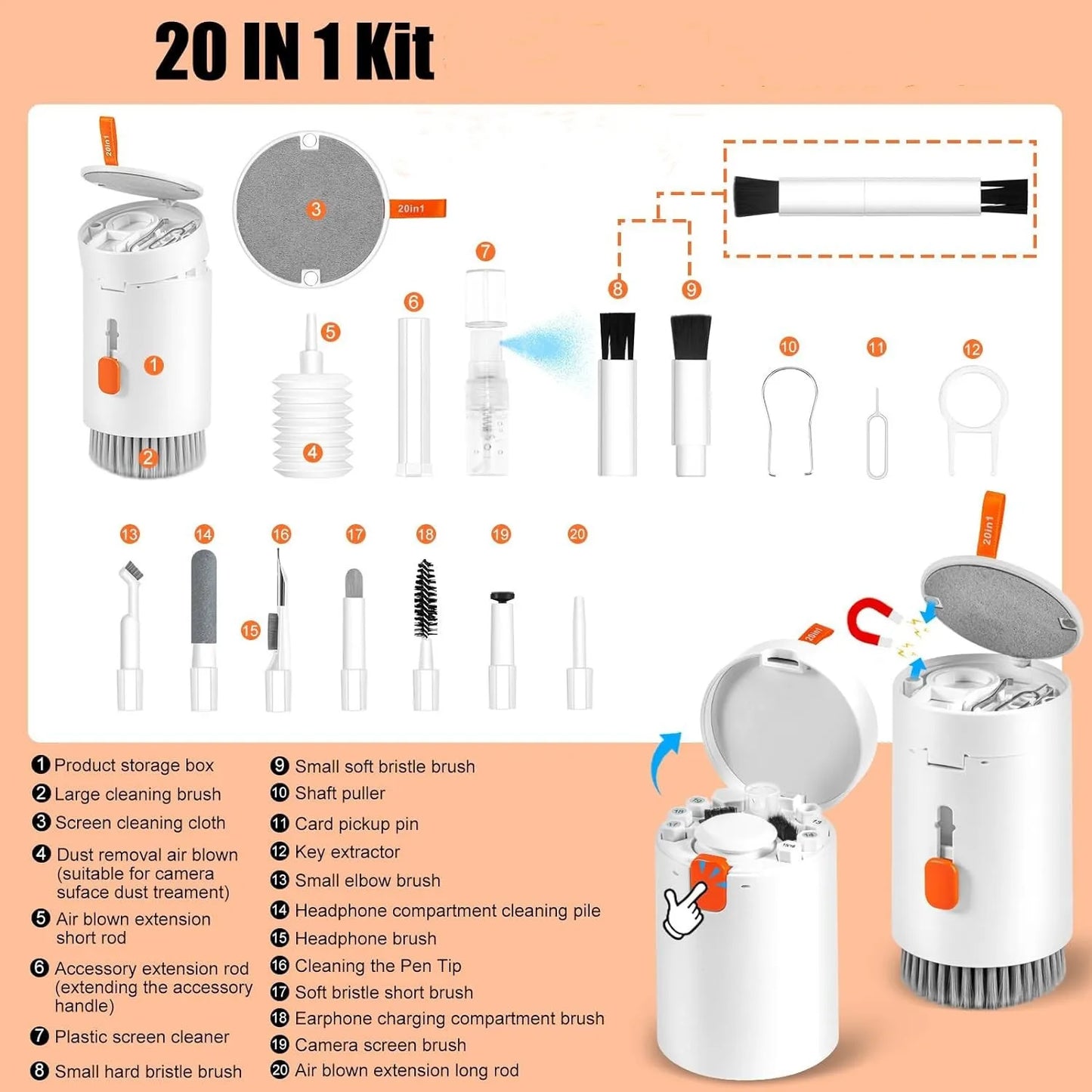 20-in-1 Multi-Purpose Cleaner Kit for Electronics & Keyboards
