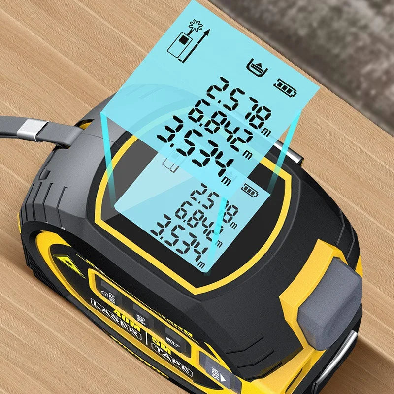 3-in-1 Laser Tape Measure – Infrared Rangefinder, Electronic Ruler & Level Tool