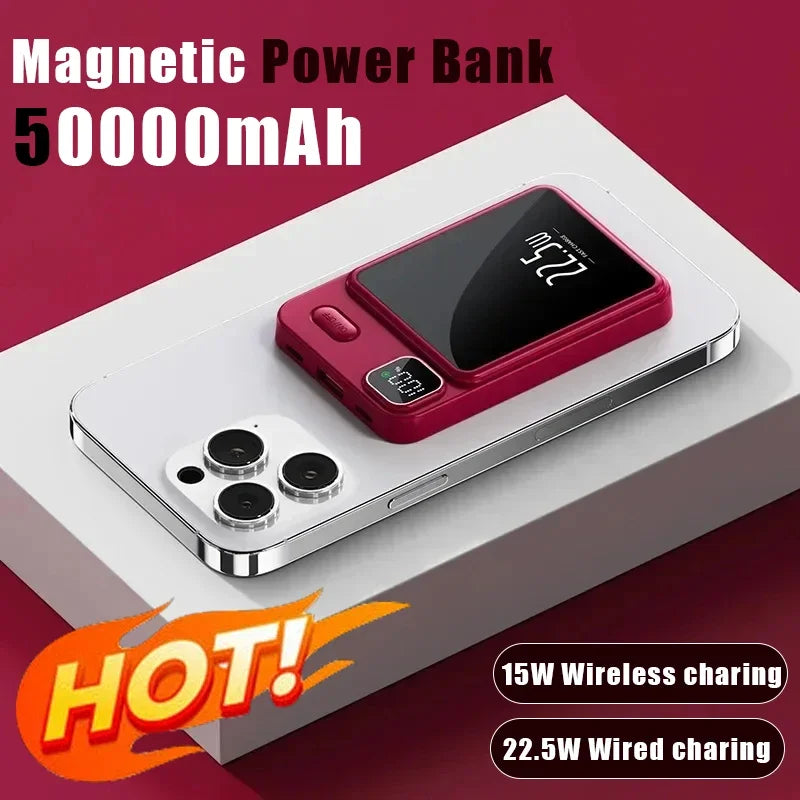 "50000mAh Magnetic Power Bank – Qi Wireless Fast Charger"