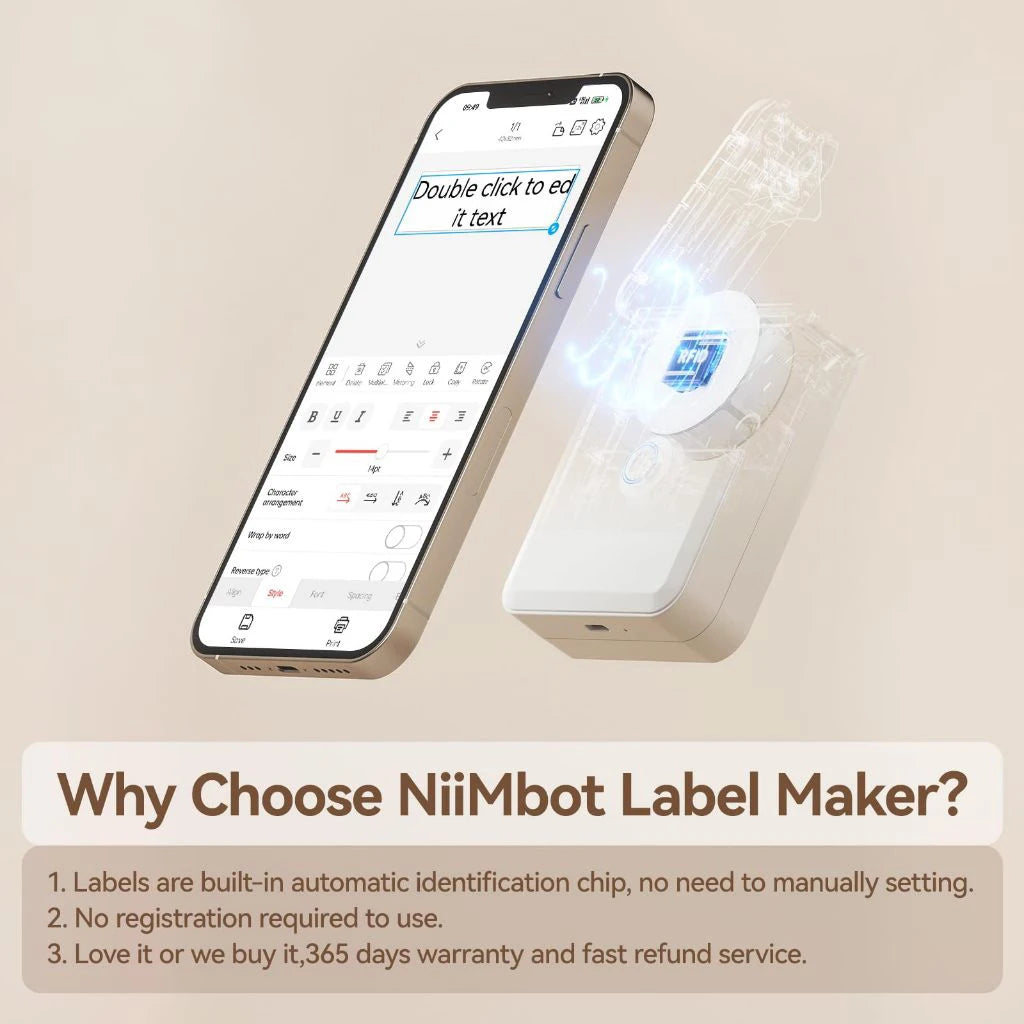 "Mini Portable Thermal Printer Niimbot D110 – Wireless UV Printer with Adhesive Stickers"