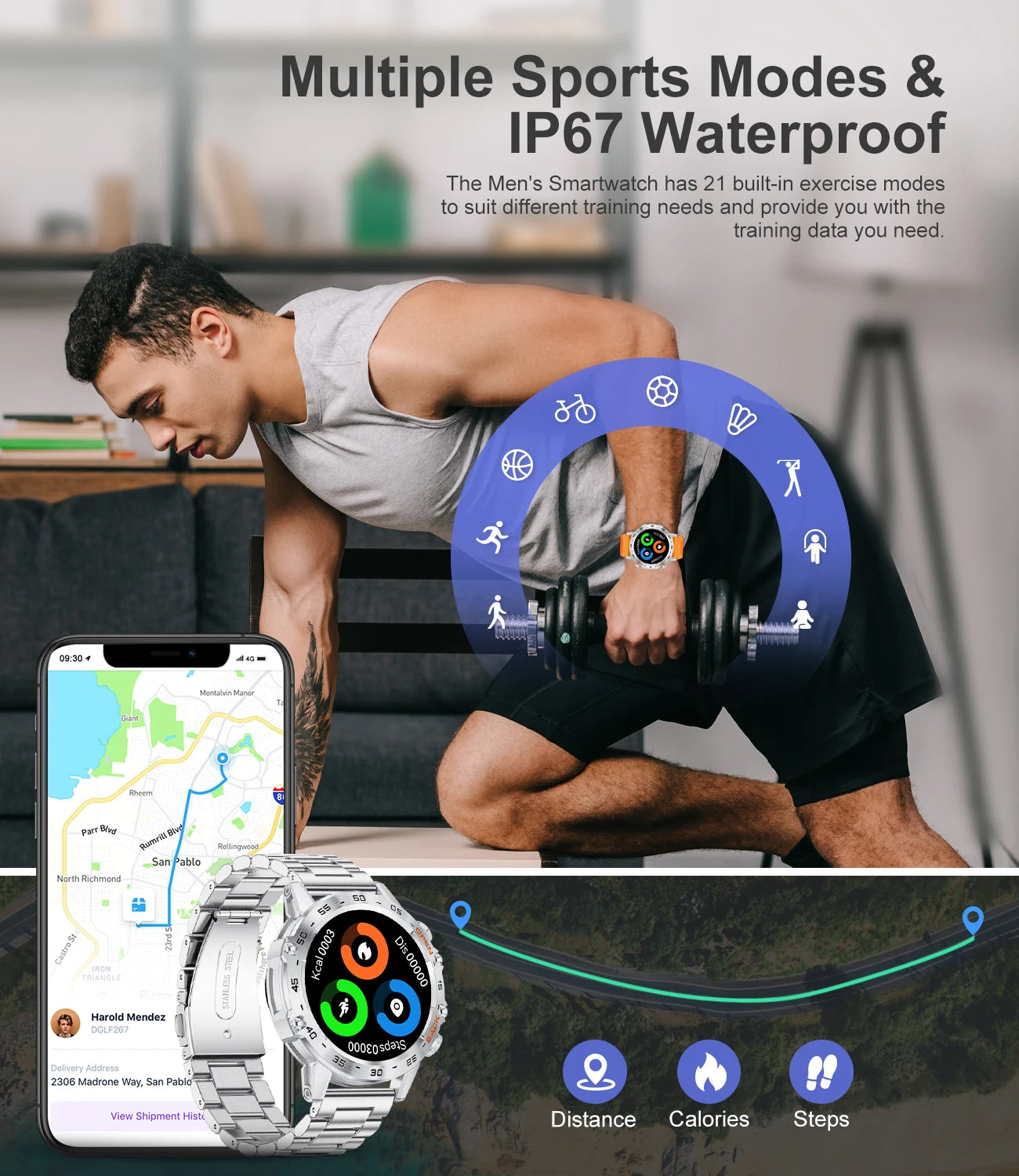LIGE 1.39" Bluetooth Call Smartwatch for Men