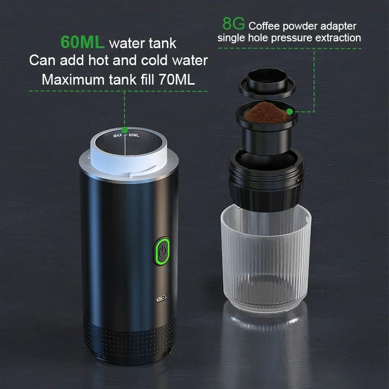 Wireless Portable Espresso Coffee Machine for Car & Home
