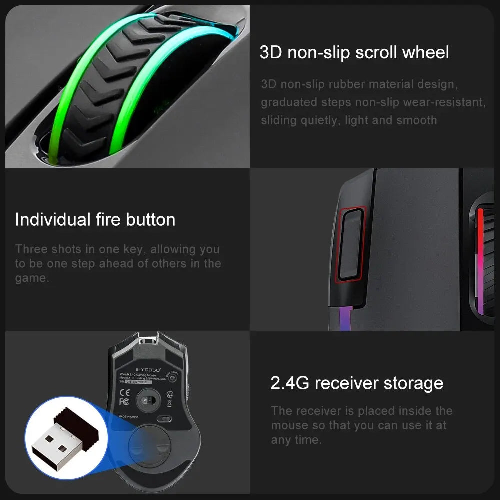 E-YOOSO X-11 RGB Wireless Gaming Mouse 4000 DPI