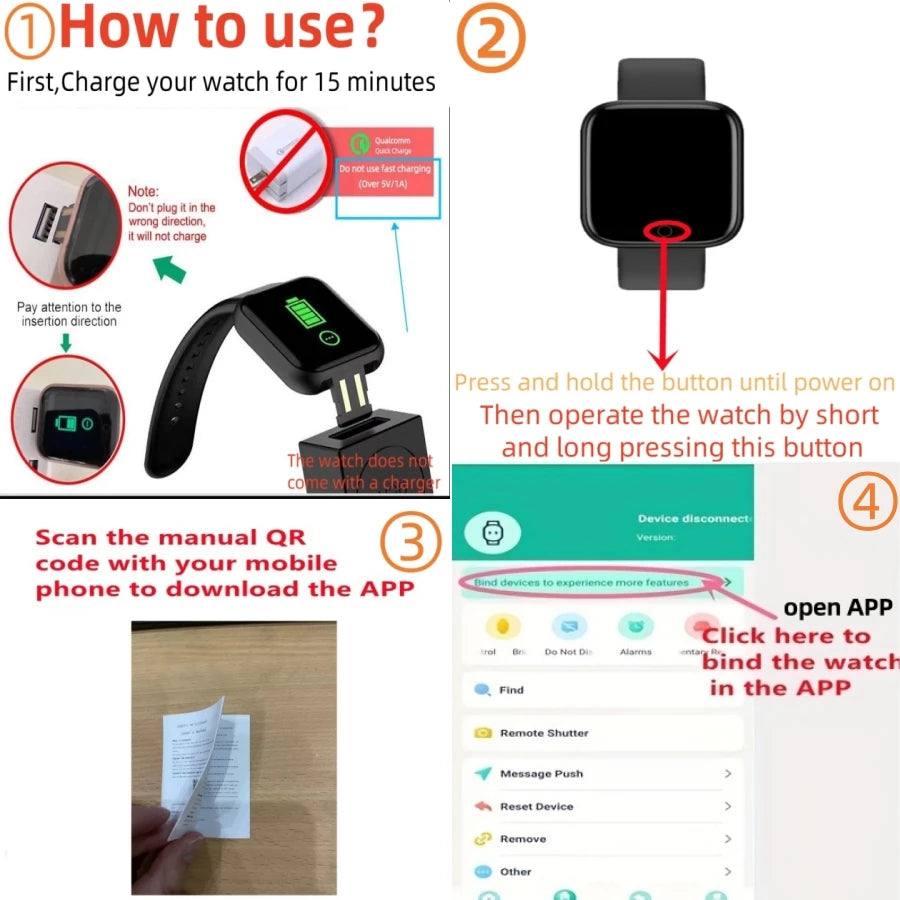 Smartwatch D20 Y68 - Fitness Tracker for All Ages