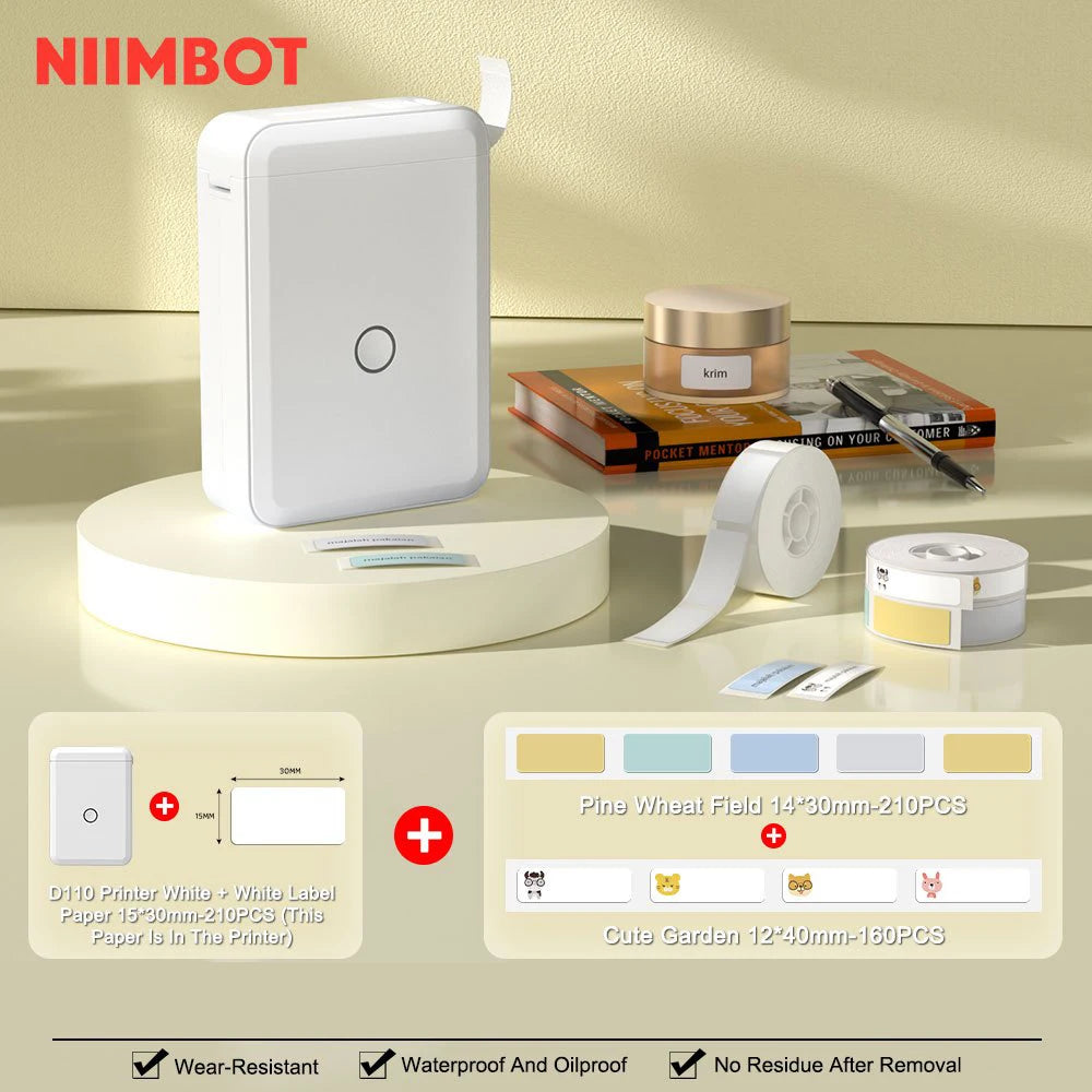"Mini Portable Thermal Printer Niimbot D110 – Wireless UV Printer with Adhesive Stickers"