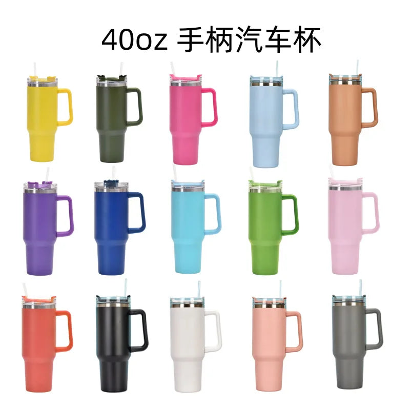 40OZ Stainless Steel Mug Tumbler with Handle High-capacity Insulated Vacuum Mug Keep Cold and Hot Leak Proof Travel Coffee Mug