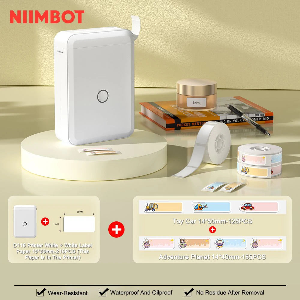 "Mini Portable Thermal Printer Niimbot D110 – Wireless UV Printer with Adhesive Stickers"