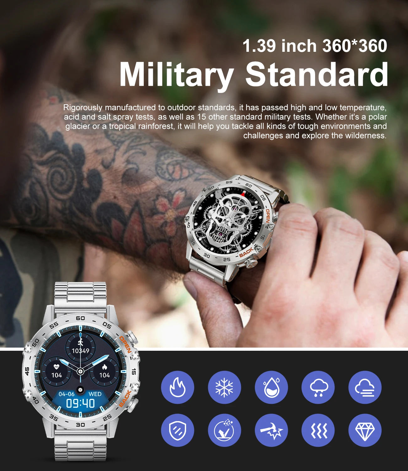 LIGE 1.39" Bluetooth Call Smartwatch for Men