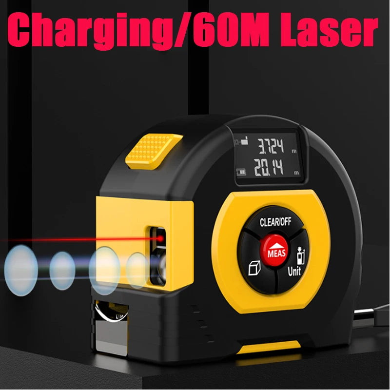 3-in-1 Laser Tape Measure – Infrared Rangefinder, Electronic Ruler & Level Tool