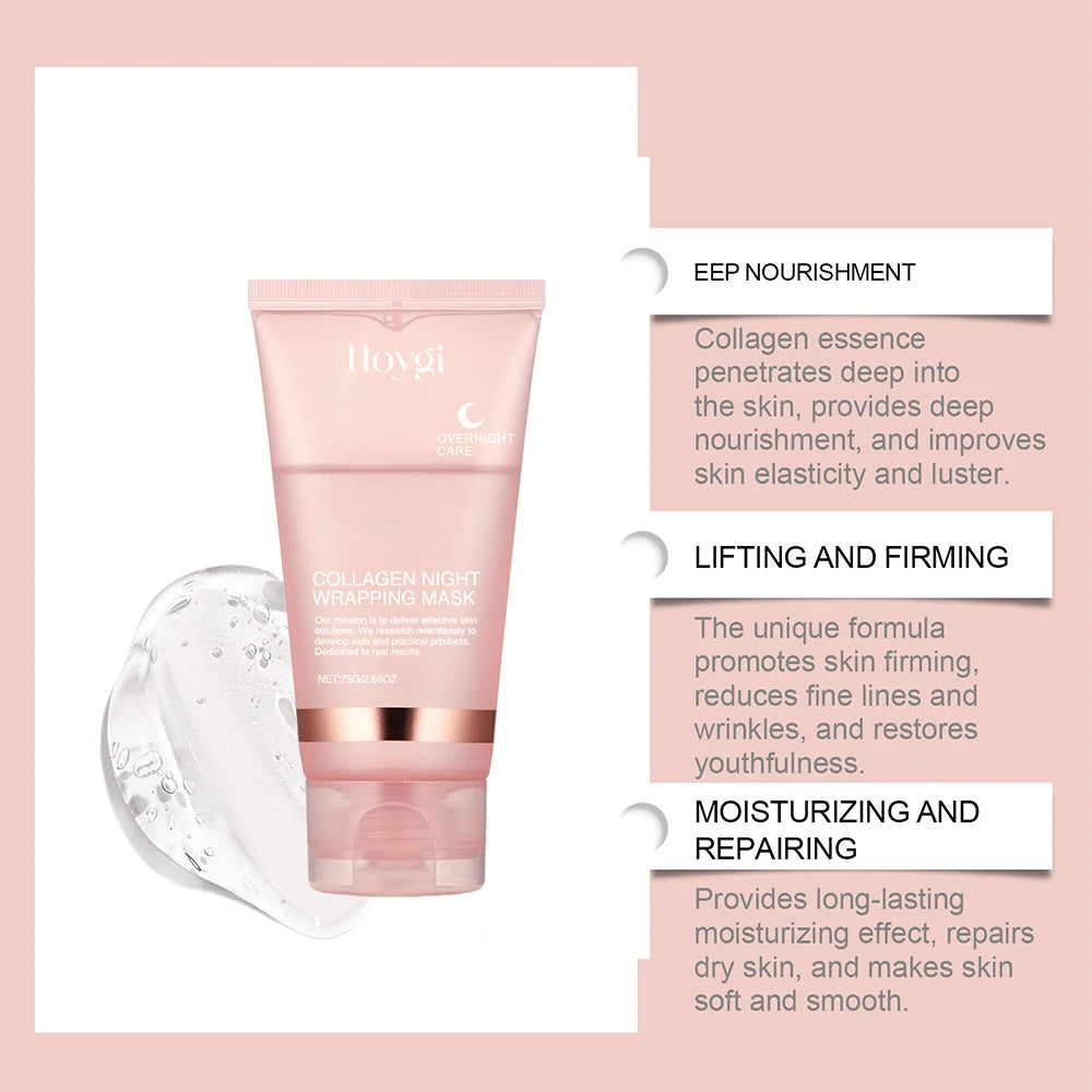 75ml Collagen Peel-off Mask Night Wrapping Mask Facial Mud 50g Collagen Jelly Cream Firming Skin Moisturizing Face Masks Cream