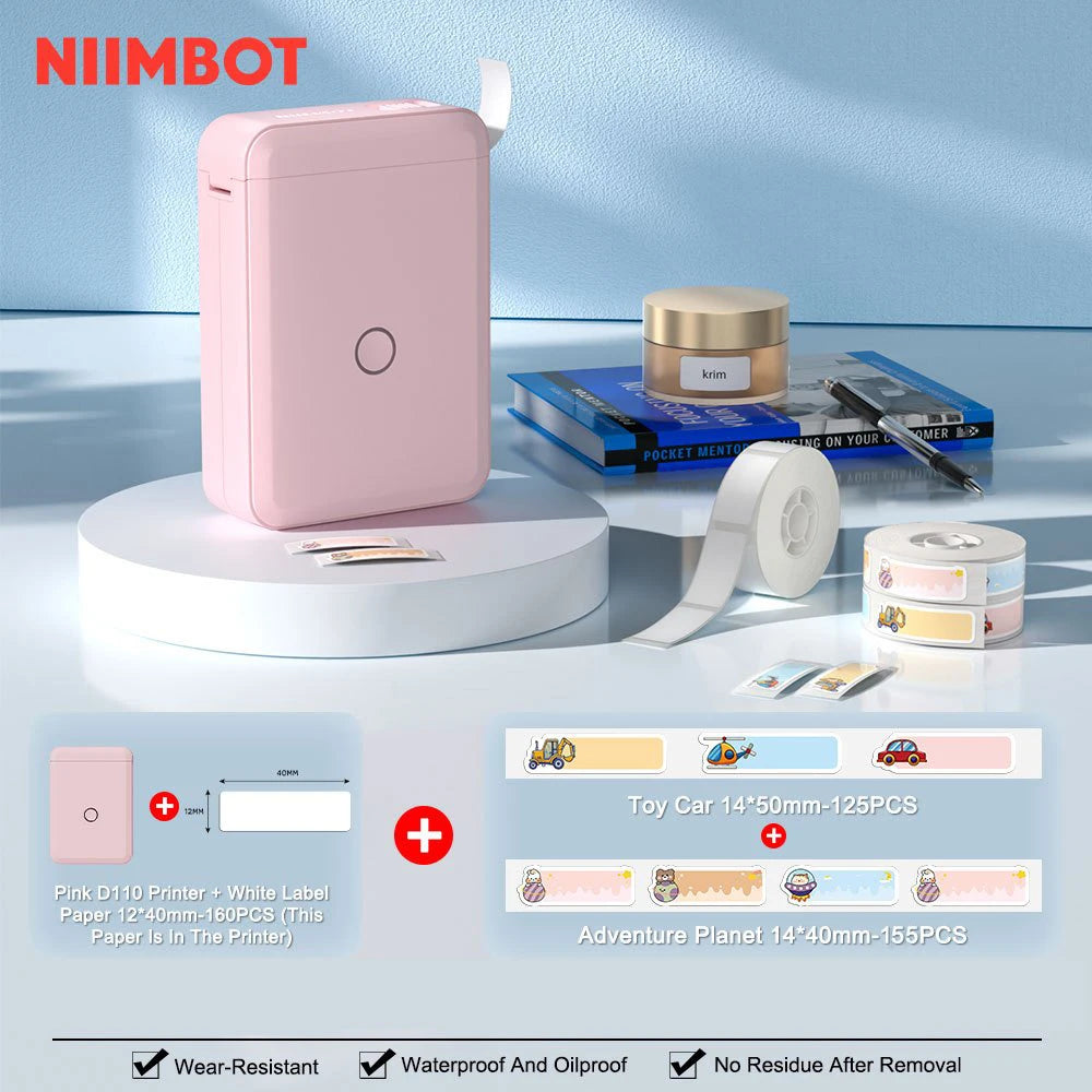 "Mini Portable Thermal Printer Niimbot D110 – Wireless UV Printer with Adhesive Stickers"