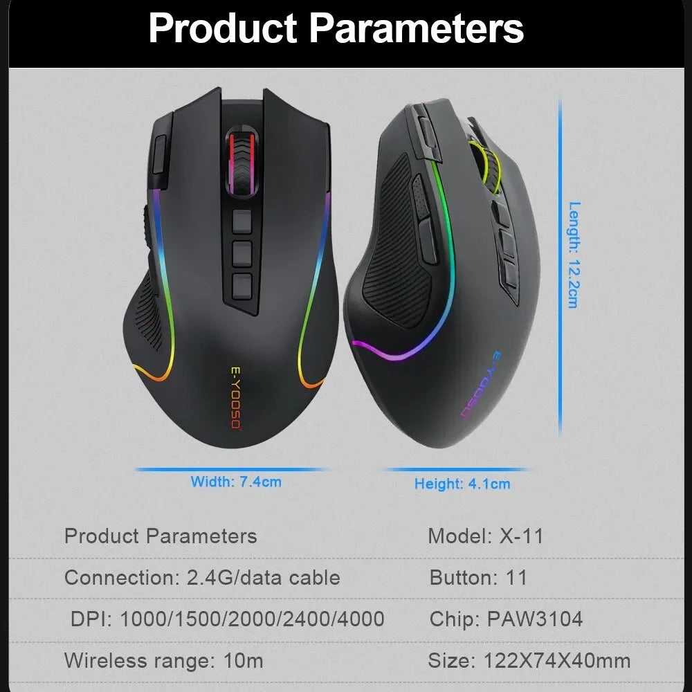 E-YOOSO X-11 RGB Wireless Gaming Mouse 4000 DPI