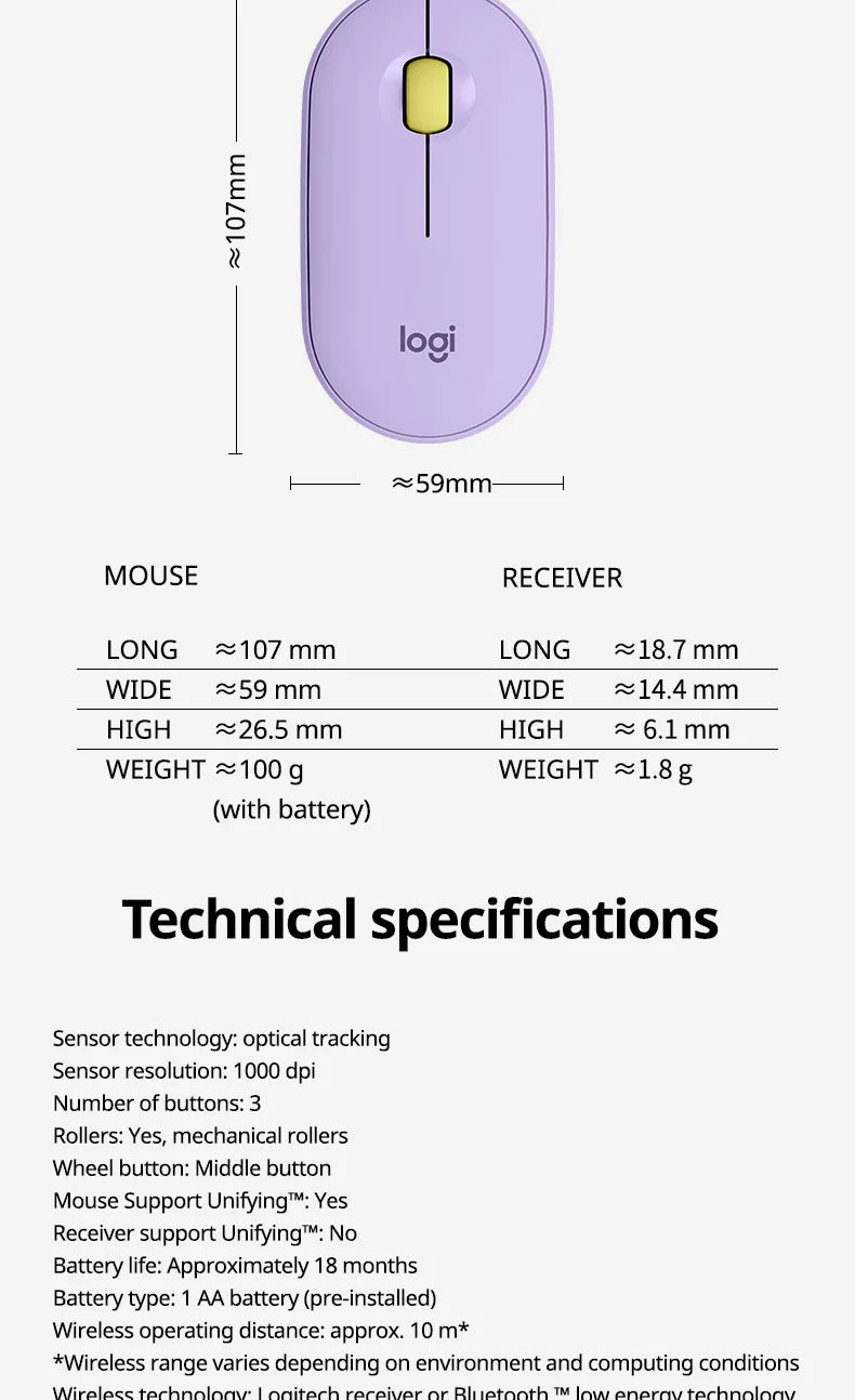 Logitech PEBBLE Wireless Bluetooth Mouse Dual Mode Mute Office Mouse Girls Compact Portable Laptop Ipad Tablet Mouse new 100% or