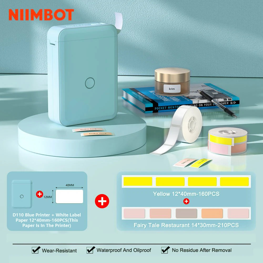 "Mini Portable Thermal Printer Niimbot D110 – Wireless UV Printer with Adhesive Stickers"